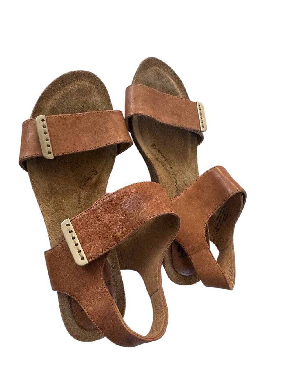 Sofft Verdi II Adjustable Leather Wedge Sandals Size 7W Wide Boho Chic Coastal